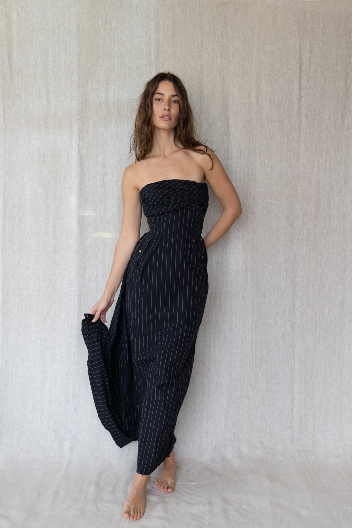 1995 Jean Paul Gaultier Pinstripe Wrap Dress