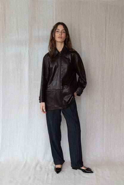 Vintage DKNY Chocolate Leather Jacket